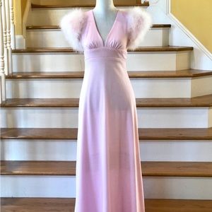 Vintage Pink dress with feather trim